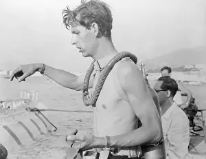Jacques Piccard Standing in Boat