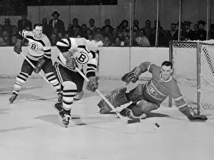 Ice Rink Prints: Jacques Plante Blocking the Puck