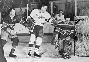 Jacques Plante Blocking a Shot on Goal