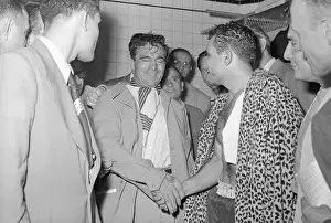 Jake LoMotta Shaking Hands with Marcel Cerdan