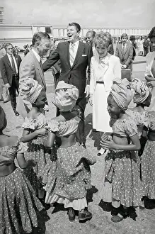 Jamaican Dancers Greeting President and Nancy Reagan