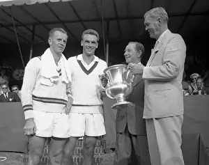 James Bishop Presenting Vic Seixas With Winning Trophy