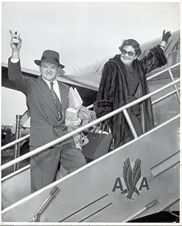 Boarding Prints: James Cagney and Wife Billy Waving