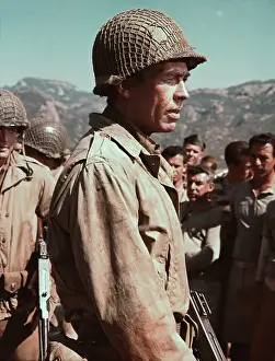 James Coburn and Costars in Military Scene