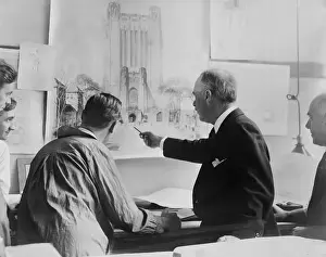 James Gamble Rogers Pointing at a Picture