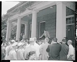 James C Prints: James Hagerty Addressing a Group of Newsmen