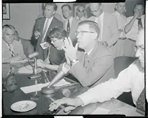 James C Prints: James Hagerty Speaking at a Press Conference