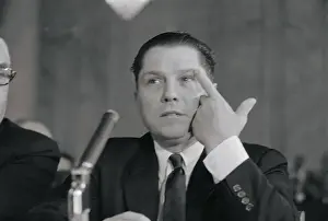 Hoffa Prints: James Hoffa Gesturing at Microphone