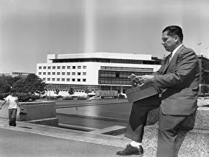 James Hoffa Reading Outside Senate Building