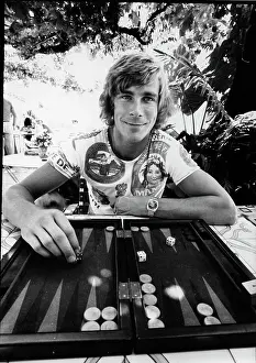Prints of James Hunt (1947 - 1993), 29 year-old-race-driver, playing backgammon, September 16th, 1975. (Photo by Ben Martin/Getty Images) Legends of the Track: James Hunt