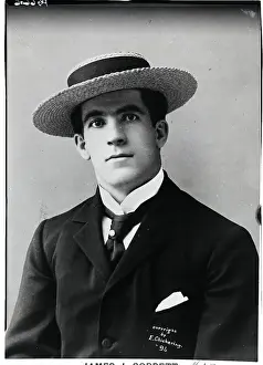 Corbett Prints: James J. Corbett In Straw Hat