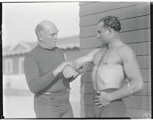 Burbank Prints: James J. Jeffries Feeling the Biceps of Albert Morro