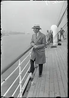 James J Prints: James J. Walker Standing on Deck of Ship