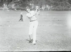Barnes Prints: James M. Barnes Swinging Golf Club