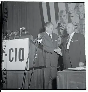 James P Prints: James Mitchell Shaking Hands with George Meany