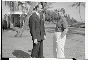 James Roosevelt and Joseph Patrick Kennedy Talking Together on Lawn