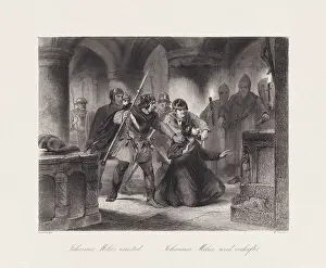 Jan Milič arrested, painted by August Loffler, steel engraving, published c.1850
