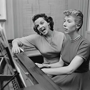 Prints of American actress Jane Russell (1921 - 2011, left) singing with a piano accompaniment, circa 1955. (Photo by Archive Photos/Getty Images) Hollywood's Sultry Siren – A Photographic Tribute: Jane Russell