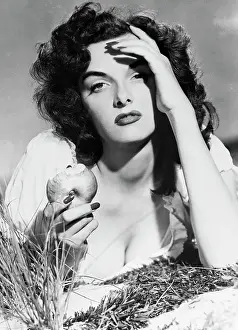 Prints of (Original Caption) 11/24/1944-Hollywood, CA: One of the all-time pin-up favorites, this photo of Jane Russell will be part of the pin-up exhibit at the Hollywood USO canteen for servicemen Hollywood's Sultry Siren – A Photographic Tribute: Jane Russell Pin-Up Photo