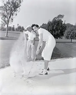 Jane Russell Practicing Golf Before Tournament