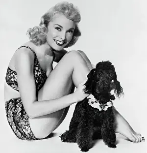 Janet Leigh in Bathing Suit with Poodle