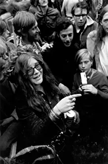 Prints of SAN FRANCISCO - JANUARY 1: Janis Joplin and Big Brother and The Holding Company perform at the New Year's Wail in Golden Gate Park on January 1, 1967 in San Francisco, California Classic Prints of Iconic Janis Joplin: Janis Joplin With Big Brother At Golden Gate Park