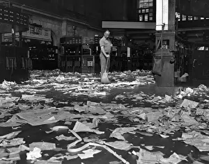 Greed Prints: Janitor Sweeping Floor of the New York Stock Exchange