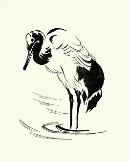 Crane Gallery: Japanese Art, Sketch of a Crane or Heron