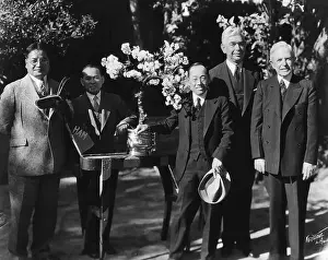 Businessmen Prints: Japanese Cherry Tree Planting In L.A