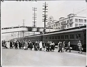 Boarding Prints: Japanese Evacuees Boarding Special Train