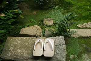Images Dated 24th April 2006: Japanese geta, or wooden slippers, outside an inn, Kyoto, Honshu, Japan