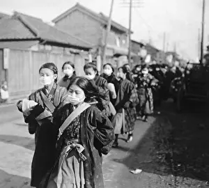 Mask Prints: Japanese Girls Wear Masks for Protection