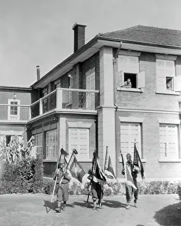 Nanjing Prints: Three Japanese Holding Flags