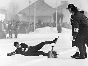 Accidents Prints: Japanese ice speed skater Fumio Nagakubo falls 1964
