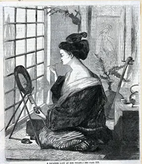 Cosmetics Prints: Japanese Lady At Applying Makeup