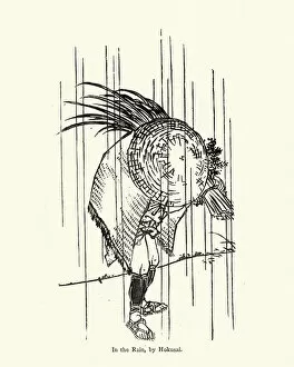 Images Dated 22nd February 2018: Japanese man harvestig in the rain, after Hokusai