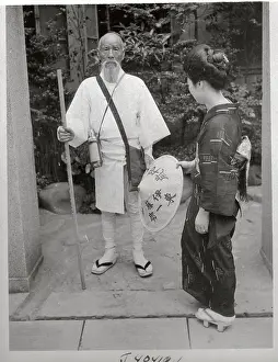Kimono Prints: Japanese Man and Woman in Traditional Dress