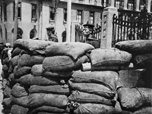 Global Prints: Japanese Marine Behind Barricade