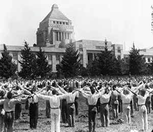 Lunch Prints: Japanese Men Doing Exercise At Lunch