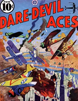 Wwii Prints: Japanese Planes attack Manhattan