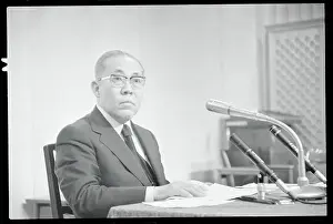Japanese Prime Minister Masayoshi Ito at Microphones