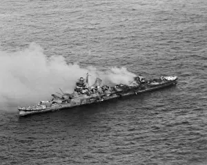 Territories Prints: Japanese Ship Engulfed in Smoke after Attack
