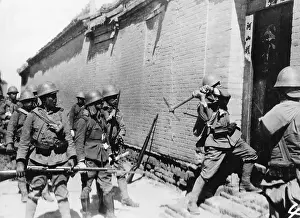 Japanese Soldiers at Chinese Residence with Guns and Ax