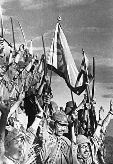 Japanese Soldiers Holding a Flag