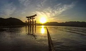 Japan, Land Of The Rising Sun Gallery: Japanese torii on the island of MiyaJima at sunset