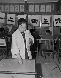 Japanese Woman Casting Ballot