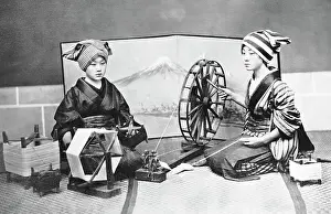 Kimono Prints: Japanese Women Spinning