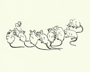 Japan Collection: Japanesse Art, Swarm of Rats or Mice, 19th Century