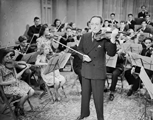 Orchestra Prints: Jascha Heifetz With Members Of Orchestra