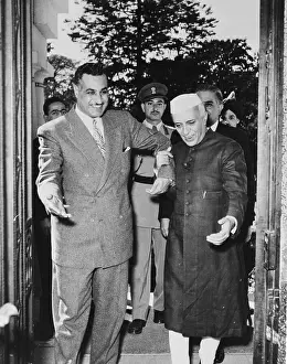 Jawaharlal Nehru Holding Gamal Abdel Nasser's Arm